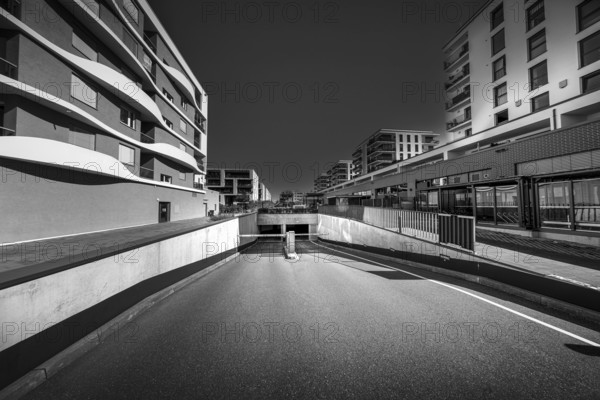 Black and white, city, building, modern, Freiburg, Germany, Europe
