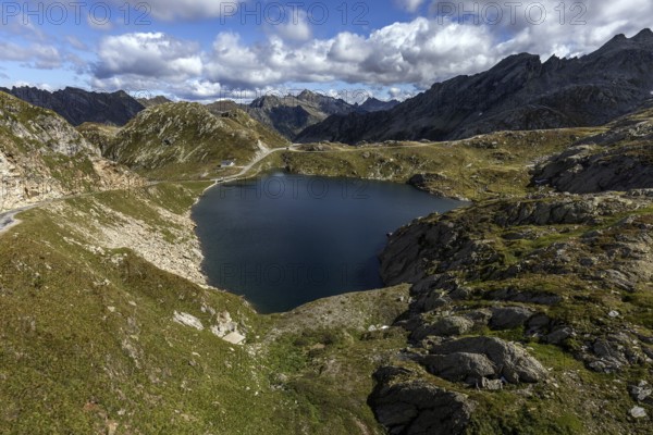 Lake Scuro, Lago Scuro, Sambuco valley, Vale Sambuco, near Fusio, Lavizzara, behind Ticino mountains, Canton Ticino, Switzerland, Europe