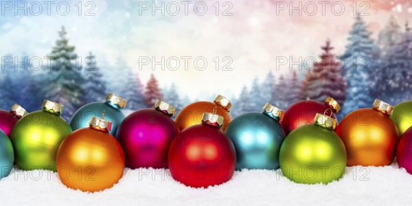 Christmas card for Christmas with forest in the background card and text free space Copyspace Panorama decoration winter in Stuttgart, Germany, Europe