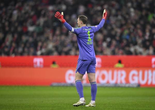 Goalkeeper Manuel Neuer FC Bayern Munich FCB (01) Gesture Gesture Allianz Arena, Munich, Bavaria, Germany, Europe