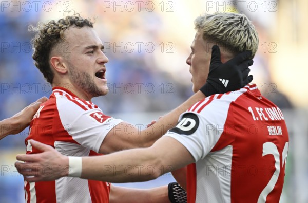 Goal celebration Benedict Hollerbach 1. FC Union Berlin FCU (16) Tim Skarke 1. FC Union Berlin FCU (21) PreZero Arena, Sinsheim, Baden-Württemberg, Germany, Europe