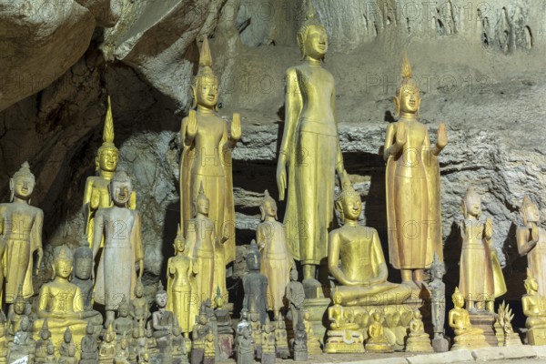 Numerous Buddha statues in Pak Ou Cave, a sacred site, Pak Ou, Louangphabang Province, Laos, Asia