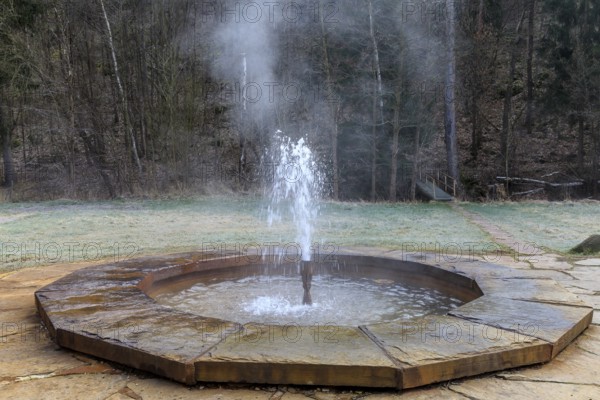 Neumühle thermal spring with a constant water temperature of 25 degrees Celsius, Geilsdorf, Weischlitz, Vogtland, Saxony, Germany, Europe