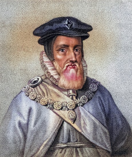 William Cecil 1st Baron of Burghley 1520-1598 English statesman, William Cecil 1st Baron of Burghley 1520-1598 English statesman Engraved by Geremia from the book A catalogue of Royal and Noble Authors Volume II published 1806, Historic, digitally restored reproduction from a 19th century original, Record date not stated