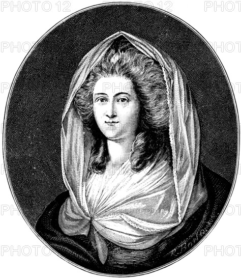 Charlotte Wilhelmine Franciska Brandes (Berlin 1765, 1788 Hamburg) portrait, famous and sought-after opera singer, performance as early as 1772 at the ducal opera in Weimar, history of German music, historical illustration 1892