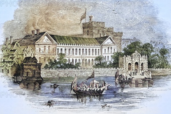 York House London England Birthplace of Sir Francis Bacon From Old England's Worthies published by Lord Brougham and others London circa 1880's, Historic, digitally restored reproduction from a 19th century master, Record date not stated