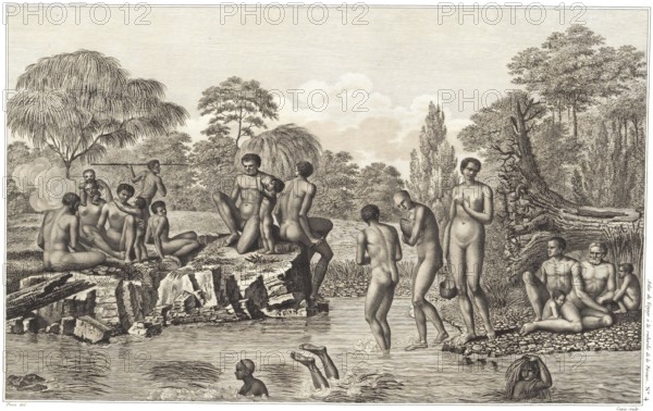 Fishing of the savages from the Cape of Diemen, Cape Maria van Diemen is a cape in the Far North District of the Northland region on the North Island of New Zealand, Historic, digitally restored reproduction from a 19th century original, Record date not stated