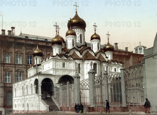 Kremlin, The Annunciation Cathedral, Moscow, Russia, 1890, Historical, digitally restored reproduction from a 19th century original, Record date not stated, Europe