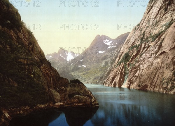Troldfjord, Trollfjord, Raftsund, Lofoten, Norway, View from 1885, Historical, digitally restored reproduction from a 19th century original, Record date not stated, Europe
