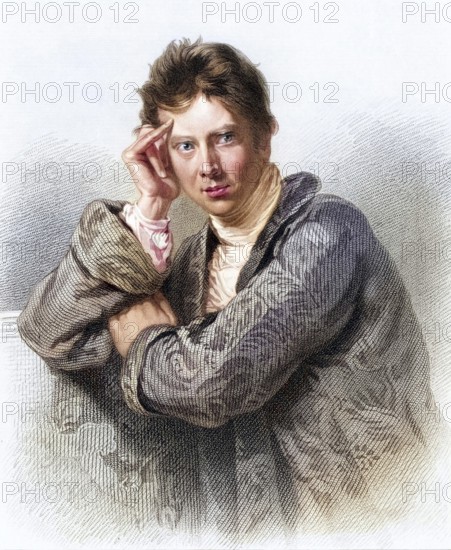 David Wilkie (1785-1841), Scottish painter. Engraving after a portrait by Andrew Geddes. From A Biographical Dictionary of Eminent Scotsmen by Thomas Thomson (1870), Historic, digitally restored reproduction from a 19th century original, Record date not stated