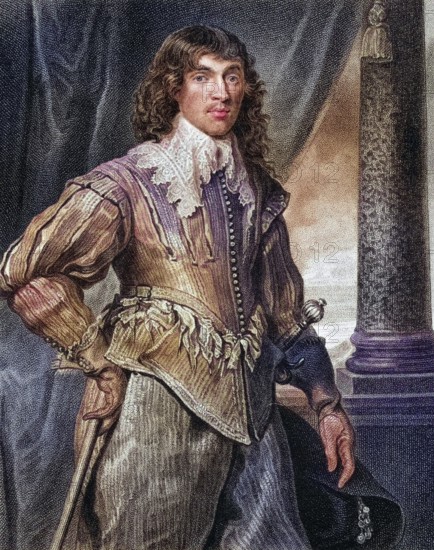 William Hamilton 2nd Duke of Hamilton, Earl of Cambridge, Earl of Lanark, 1616-1651, Scottish Royalist during the English Civil Wars. From the book Lodges British Portraits, published in 1823, Historical, digitally restored reproduction from a 19th century original, Record date not stated