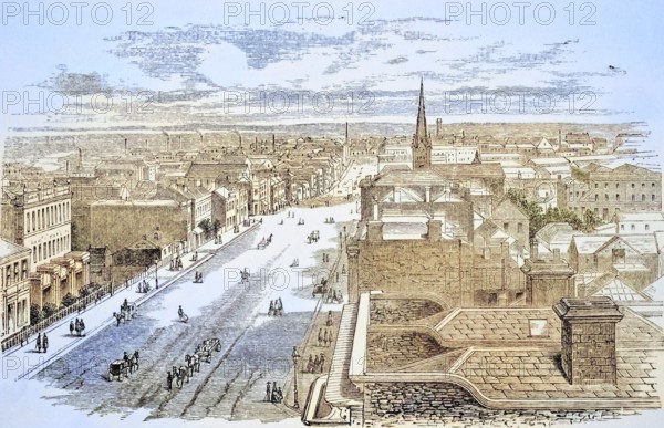Melbourne Australia From The Gallery of Geography published London circa 1872, Historic, digitally restored reproduction from a 19th century original, Record date not stated