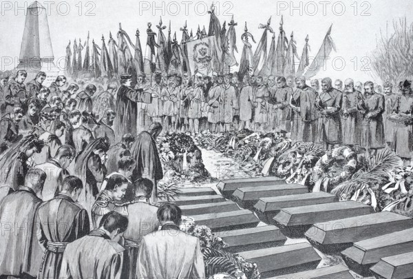 Funeral of the victims of the armoured ship Brandenburg, A serious accident occurred on the Brandenburg during a trial voyage on 16 February 1894, Germany, digital reproduction of an original from the 19th century, historical, Europe