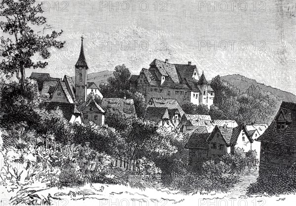 Henfenfeld in 1890, district of Nürnberger Land, Middle Franconia, Bavaria, Germany, digital reproduction of an original from the 19th century, historical, Europe