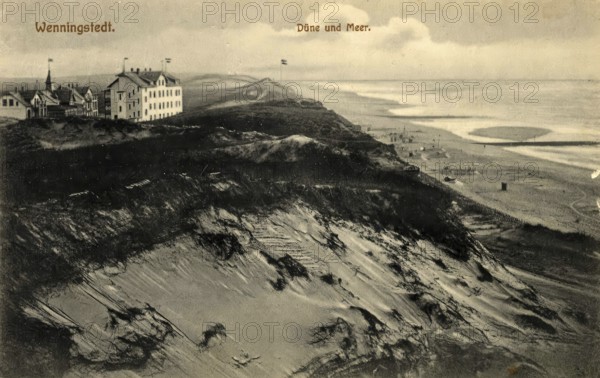 Historical postcard, picture postcard, Wenningstedt on Sylt, North Frisia, Schleswig-Holstein, Germany, digitally enhanced reproduction of an original from around 1900, picture postcard, Europe