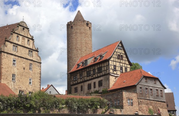 Hinterburg Castle, Hinterturm Tower and the Count's Forester's House, Schlitz, small town in the east of the Vogelsberg district in central Hesse, Hesse, Germany, Europe