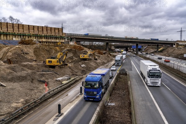 Duisburg-Kaiserberg motorway junction, complete reconstruction and new construction of the A3 and A40 junction, all bridges, ramps, carriageways are being renewed and partly widened, 8 years construction time, railway bridges running there are also being renewed, North Rhine-Westphalia, Germany, Europe