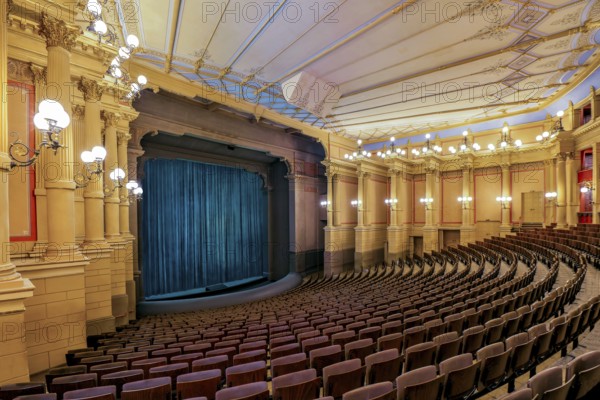 Auditorium, hall, interior view of the Richard Wagner Festival Theatre of the Bayreuth Festival on the Green Hill, Bayreuth, Upper Franconia, Franconia, Bavaria, Germany, Europe