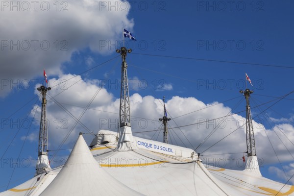Cirque du Soleil big top tent in old port of Montreal in spring, Quebec, Canada, North America