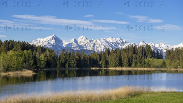 Hegratsrieder See near Füssen, Allgäu Alps, snow, Allgäu, Bavaria, Germany, Europe