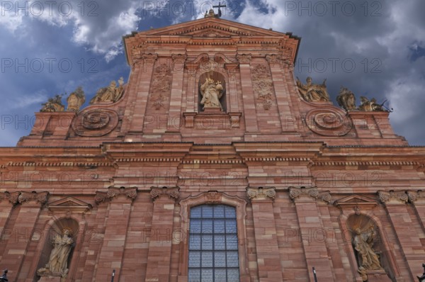 Facade of the Jesuit Church built from 1712 to 1759 in the Baroque style, Richard Hauser Platz, Heidelberg, Baden-Württemberg, Germany, Europe