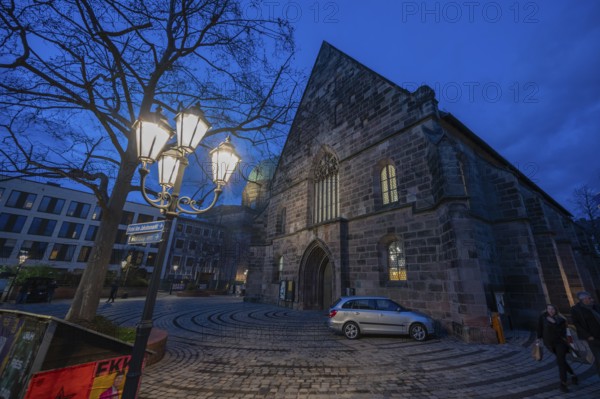Gothic St James' Church in the evening, Nuremberg, Middle Franconia, Bavaria, Germany, Europe