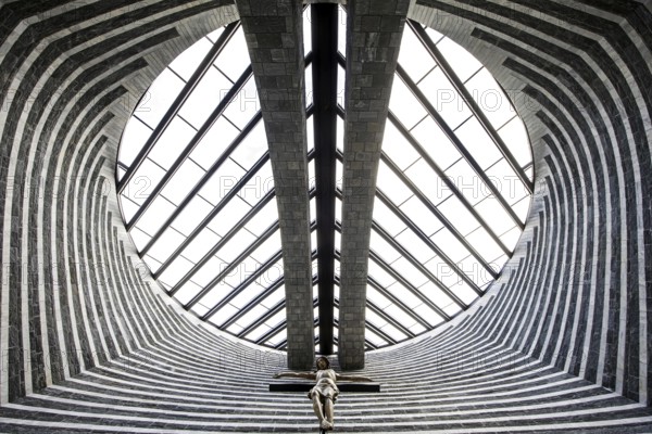 Chiesa di San Giovanni Battista, interior view, architect Mario Botta, Mogno, near Fusio, Lavizzara, Canton Ticino, Switzerland, Europe