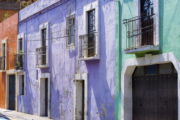 Scenic colorful colonial architecture of Cholula streets in historic center in Mexico Puebla