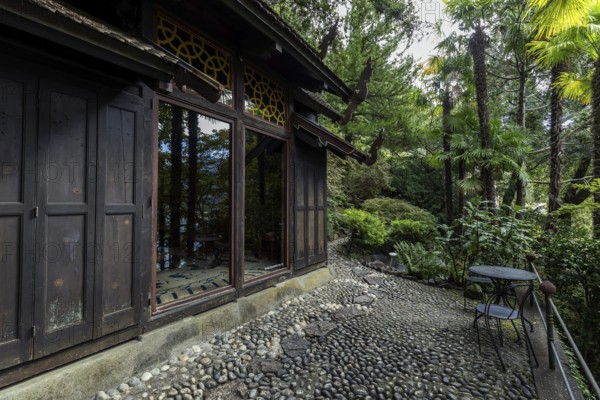 Teahouse, Casa Siamese, Scherrer Park, Parco Scherrer, Morcote, Lake Lugano, Lago di Lugano, Canton Ticino, Switzerland, Europe