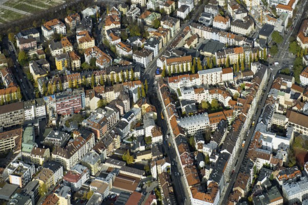 Aerial view, bird's eye view, Munich, Bavaria, Germany, Europe