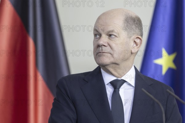 Olaf Scholz (SPD), Federal Chancellor, at a joint press conference with Irakli Kobakhidze, Prime Minister of Georgia, at the Federal Chancellery in Berlin, 12 April 2024