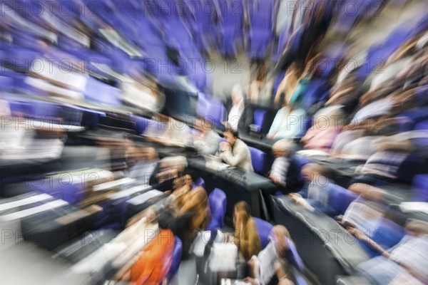 Zoom effect photo, Member of Parliament in the plenary hall of the German Bundestag, Berlin, 13 June 2024, Berlin, Berlin, Germany, Europe