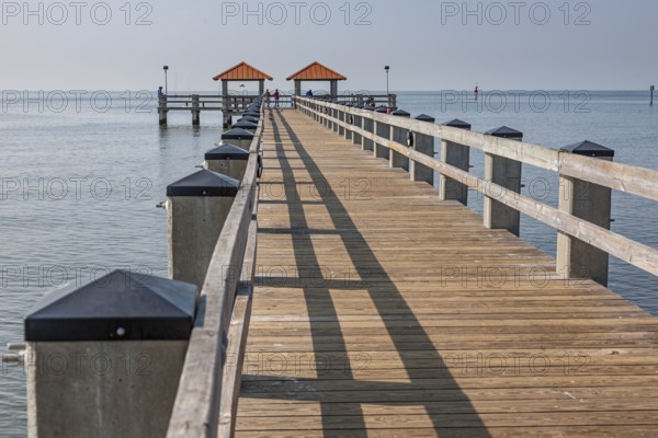 Ken Combs Fishing pier in Gulf of Mexico at Courthouse Road in Gulfport, Mississippi, USA, North America