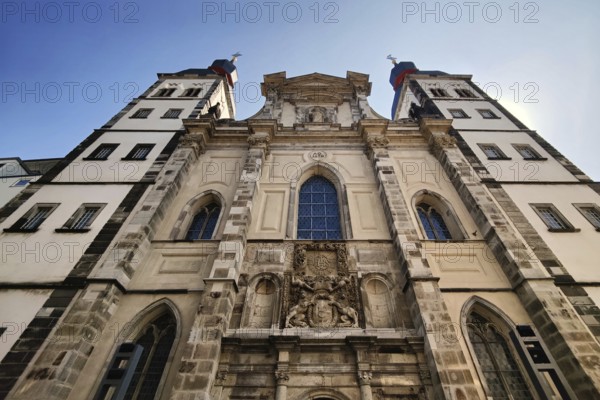 Namen-Jesu-Kirche seen from bottom to top, post-Gothic church building in the narrow Bonngasse, Bonn, North Rhine-Westphalia, Germany, Europe