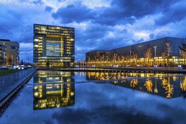 The Ruhr Tech Campus Essen, formerly the Thyssenkrupp Campus, headquarters of Thyssenkrupp, building K1, since 2024 other companies such as E.ON and Siemens have been located on the site, Essen North Rhine-Westphalia, Germany, Europe