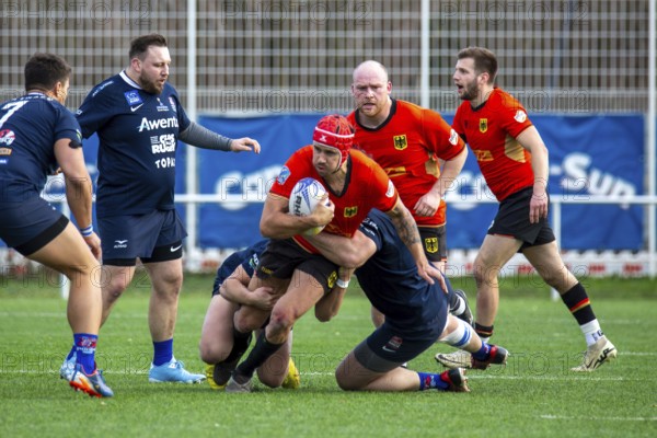 Rugby: Germany against MKS Pogon Awenta Siedlce, Poland in Heidelberg (test match of the German national rugby team in preparation for the upcoming World Cup qualifiers)