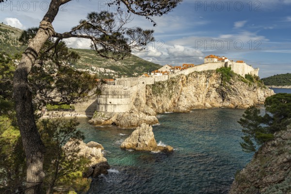 Bokar Fortress, Kolorina Bay and city walls in Dubrovnik, Croatia, Europe