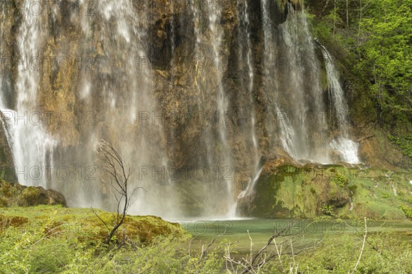 The Veliki Prstavac waterfall in Plitvice Lakes National Park, Croatia, Europe