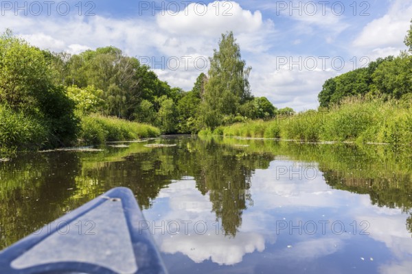 Canoeing on the Große Röder near Skassa, Großenhain, Saxony, Germany, Europe
