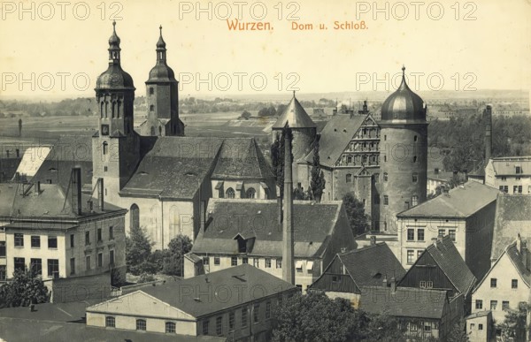 Historical postcard, picture postcard, cathedral and castle in Wurzen, Saxony, Germany, digitally enhanced reproduction of an original from around 1900, picture postcard, Europe