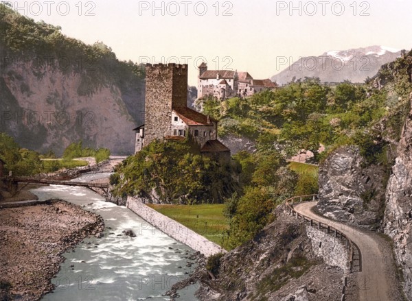 Sarntal, Ried and Runkelstein Castle, formerly Tyrol, Austria-Hungary, today South Tyrol, Italy, Historical, digitally restored reproduction from a 19th century original, Record date not stated, Europe