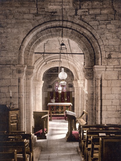 Die parish church St. Nicholas, Studland, England / the parish church of St. Nicholas, England, Historic, digitally restored reproduction from a 19th century original, 1880, Record date not stated