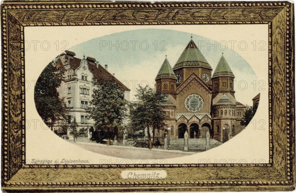 The Chemnitz Synagogue, c. 1905, postcard, Saxony, Germany, digitally enhanced reproduction from a historical original, c. 1900, public domain, Europe