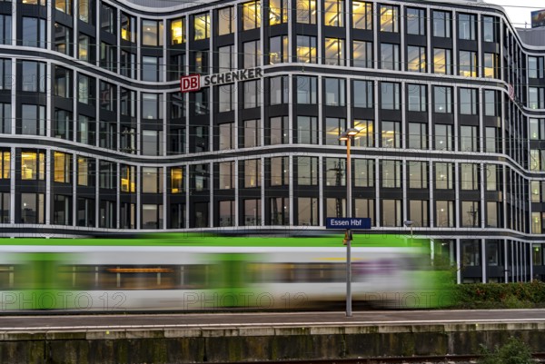 The headquarters of the logistics service provider DB Schenker AG, on Kruppstrasse, at the main railway station in Essen, North Rhine-Westphalia, Germany, Europe