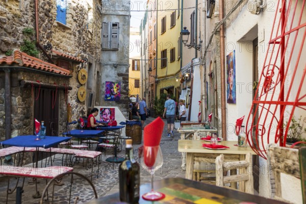 Picturesque alley, old town, Castelsardo, Sardinia, Italy, Europe