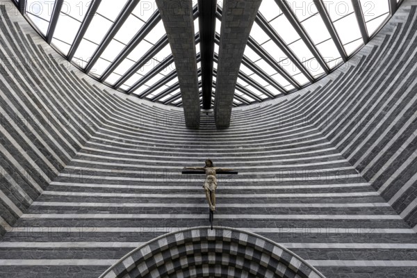 Chiesa di San Giovanni Battista, interior view, architect Mario Botta, Mogno, near Fusio, Lavizzara, Canton Ticino, Switzerland, Europe