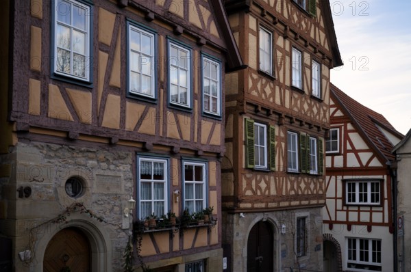 Row of houses, former deaconry, half-timbered houses, Schiller town of Marbach am Neckar, Baden-Württemberg, Germany, Europe