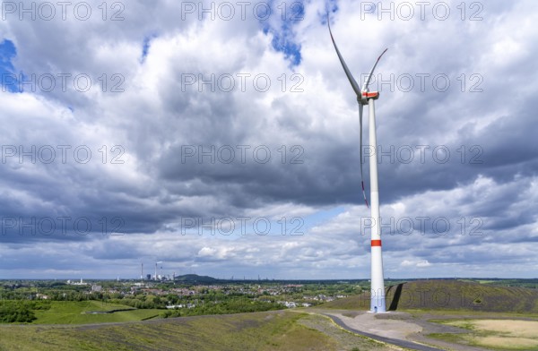 The Mottbruchhalde, wind turbine, hub height of 131 metres, type Enercon E-138, Gladbeck, North Rhine-Westphalia, Germany, Europe