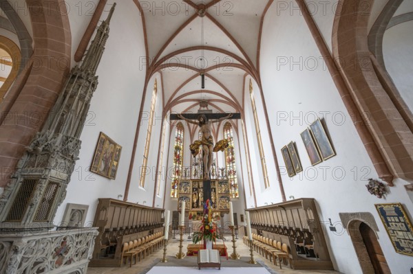 Chancel of the town church of St John and St Martin, built in the 15th century in Gothic style, Schwabach. Middle Franconia, Bavaria, Germany, Europe