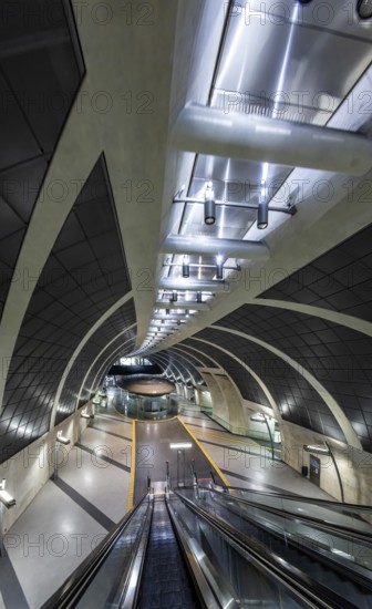 Modern architecture of the Heumarkt light rail station. Kölner Verkehrs-Betriebe AG (KVB) is a transport company that operates public transport in the city of Cologne, North Rhine-Westphalia, Germany, Europe